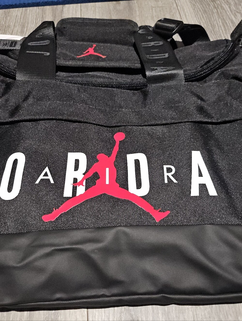 Jordan Black Duffel Bag with Red Jumpman